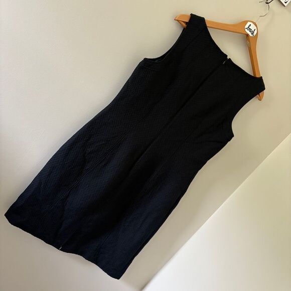 Talbots Black Textured Cotton Silk Sleeveless Fitted Dress Women's 14 excellent - Picture 3 of 11